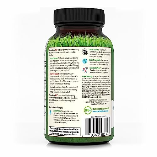 Back view of a dietary supplement bottle with detailed product information.